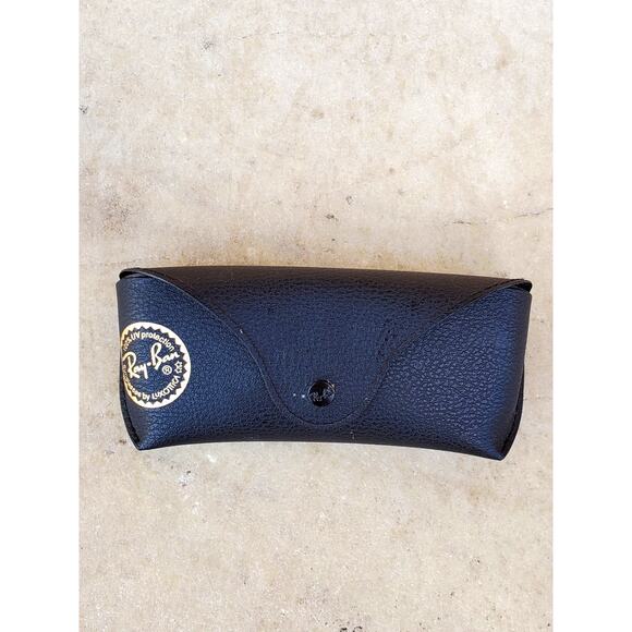 Ray Ban Luxottica Leather Sunglasses Case Black With Gold Logo Stamp - Picture 1 of 6
